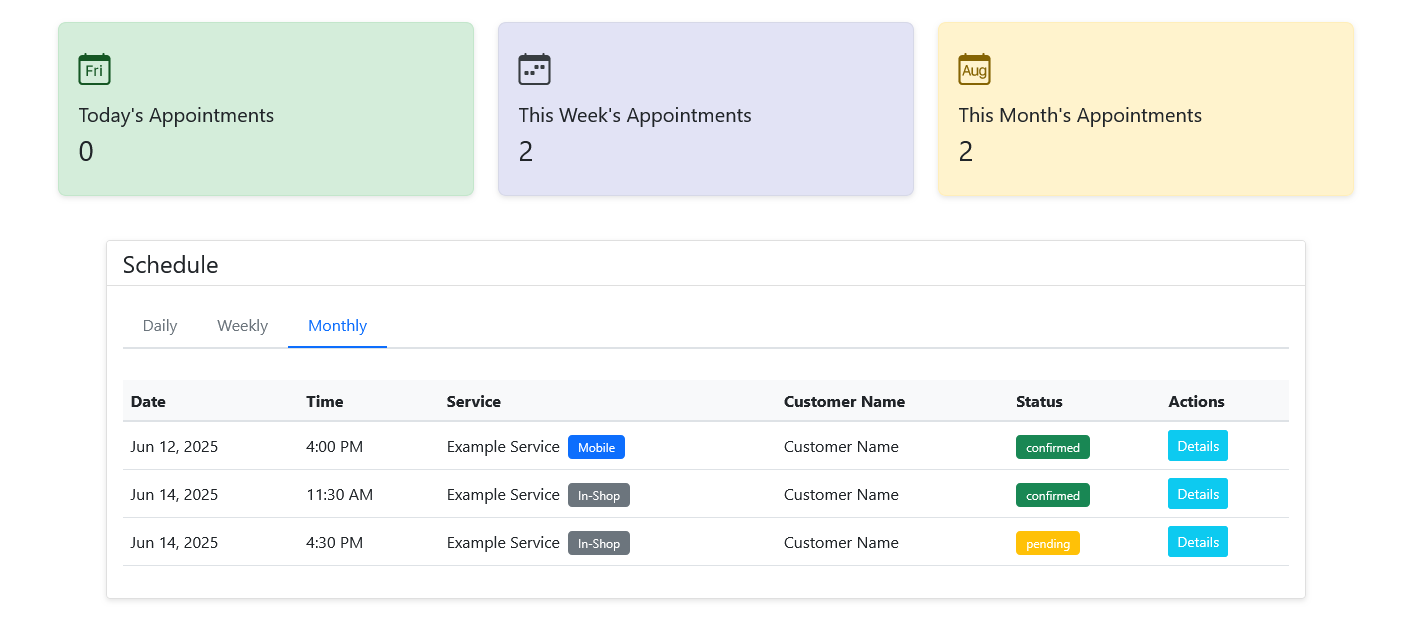 Booking System Preview